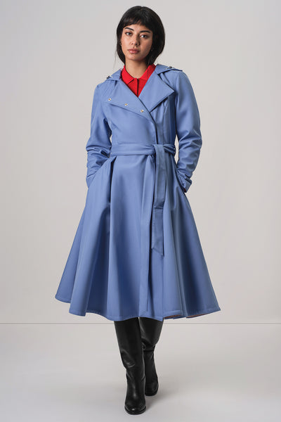 Double Breasted Trench Coat in Soft Blue | Blue Breeze