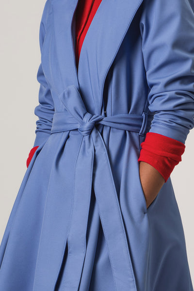 Double Breasted Trench Coat in Soft Blue | Blue Breeze