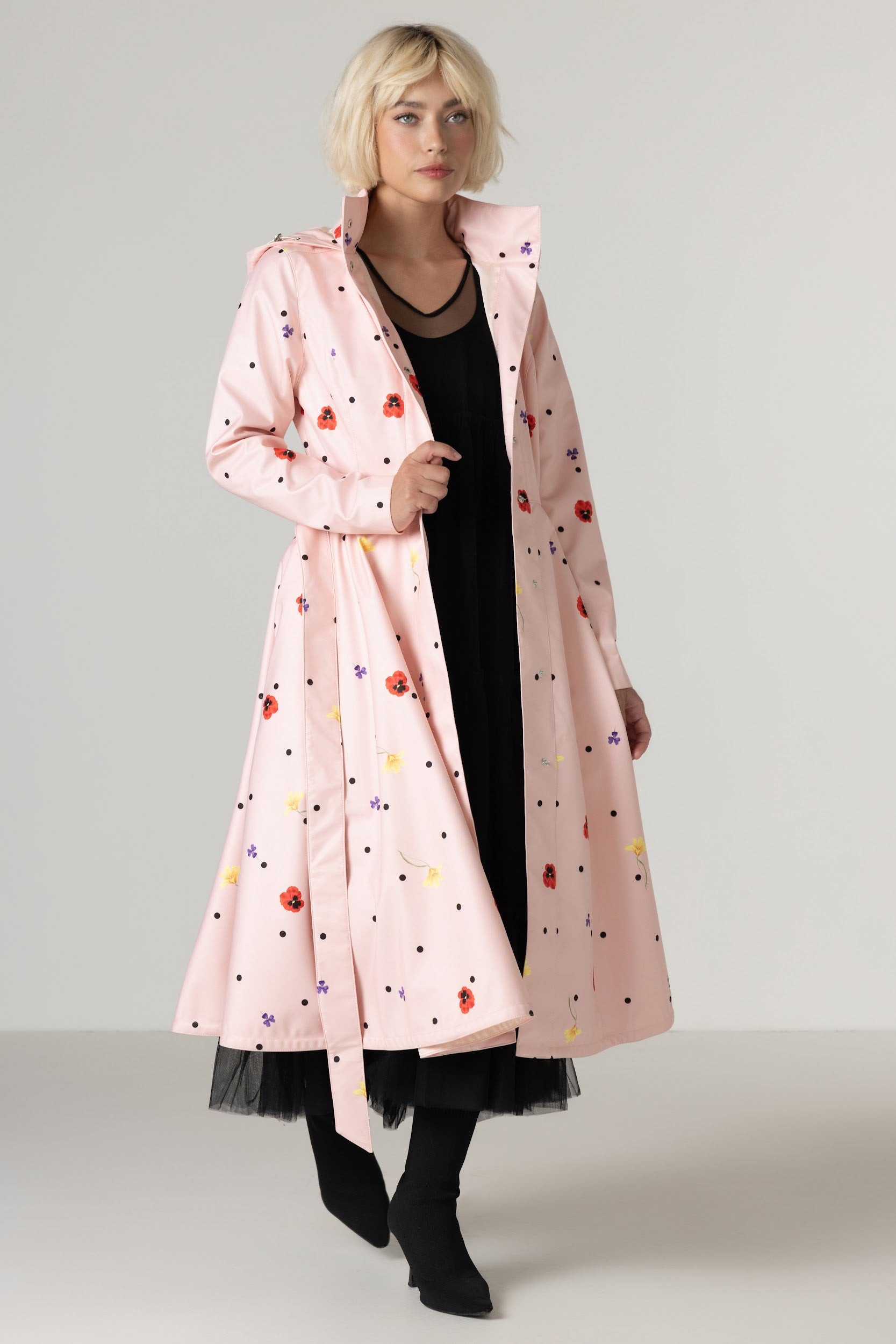 Fit and Flare Coat with A-Line Skirt in Soft Pink | Cotton Candy