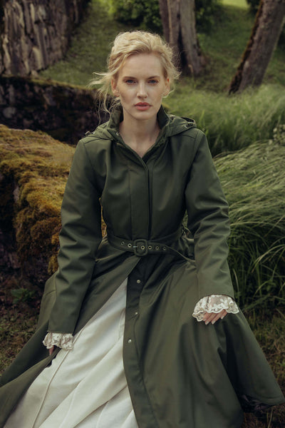 Green Fit and Flare Winter Coat | Moss In Winter