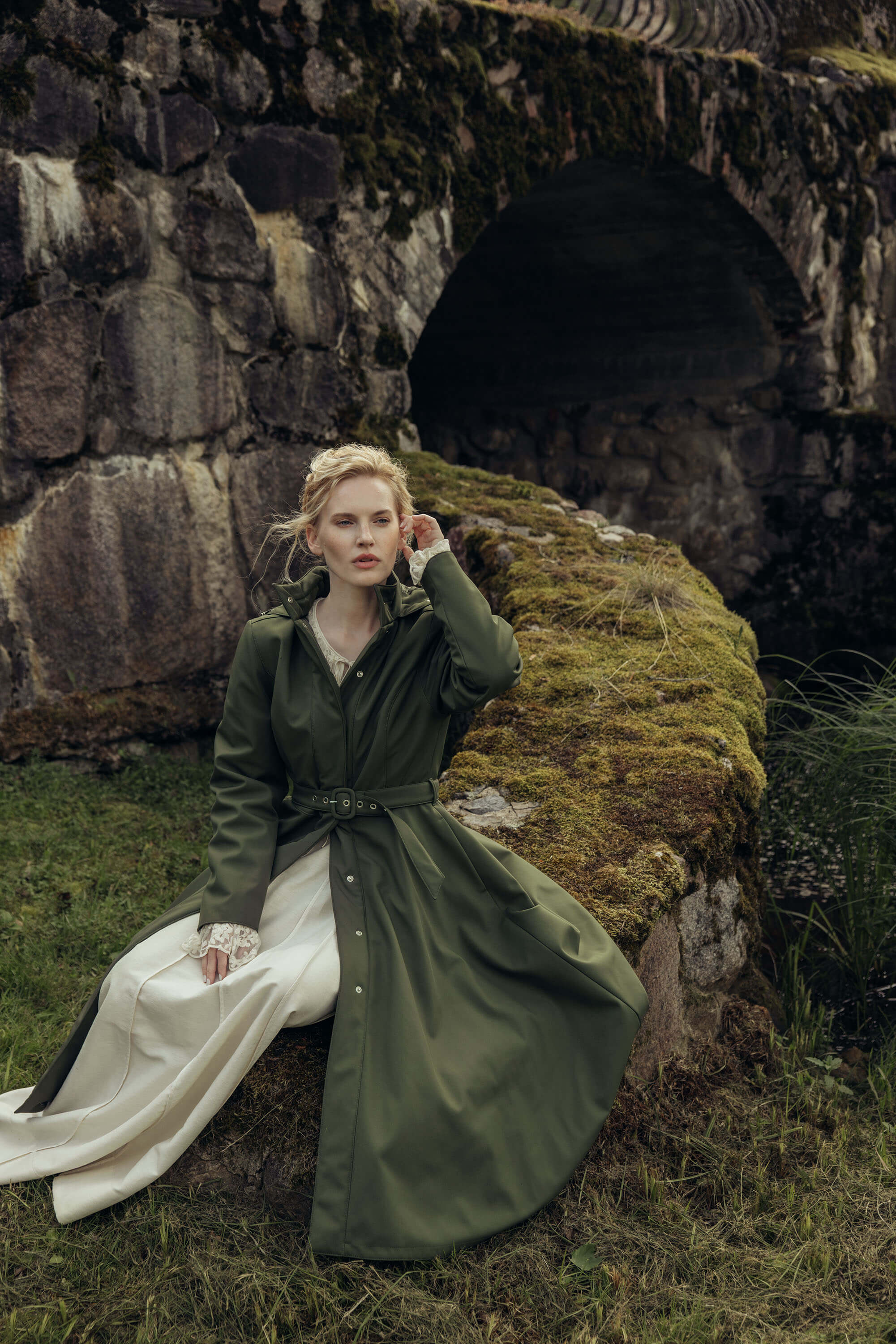 Green Fit and Flare Winter Coat | Moss In Winter