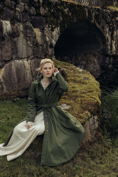 Green Fit and Flare Winter Coat | Moss In Winter