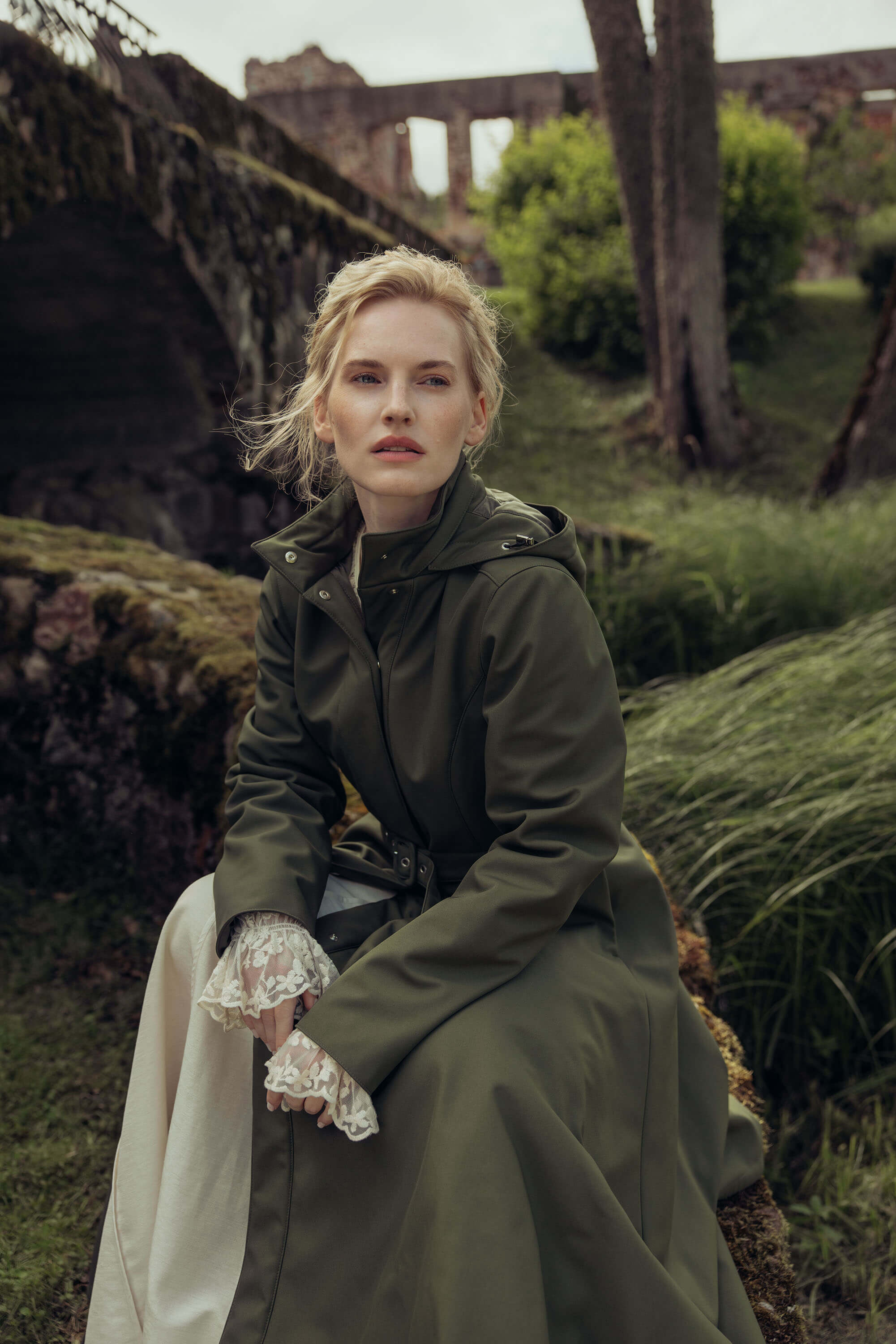 Green Fit and Flare Winter Coat | Moss In Winter