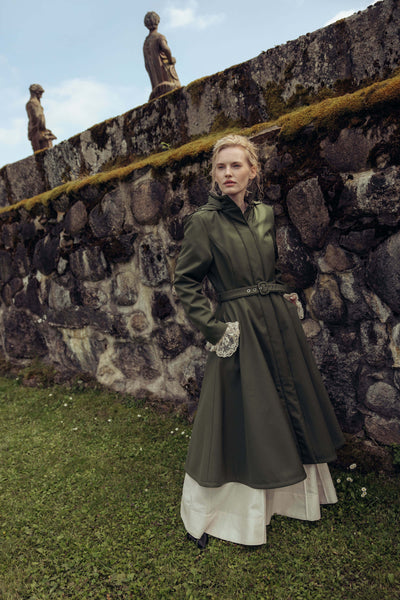Green Fit and Flare Winter Coat | Moss In Winter