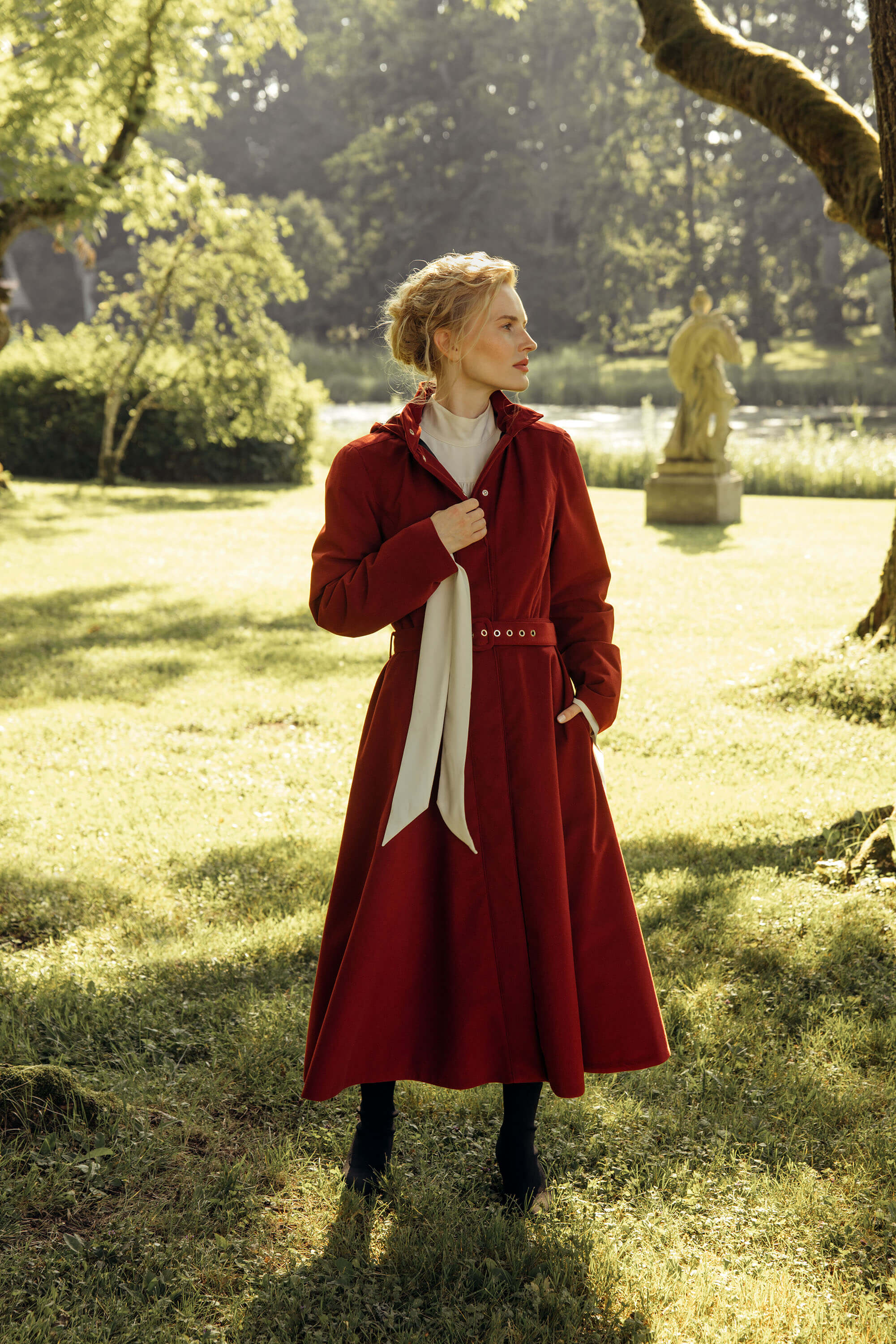 Deep Red Fit and Flare Winter Coat | Maroon in Winter
