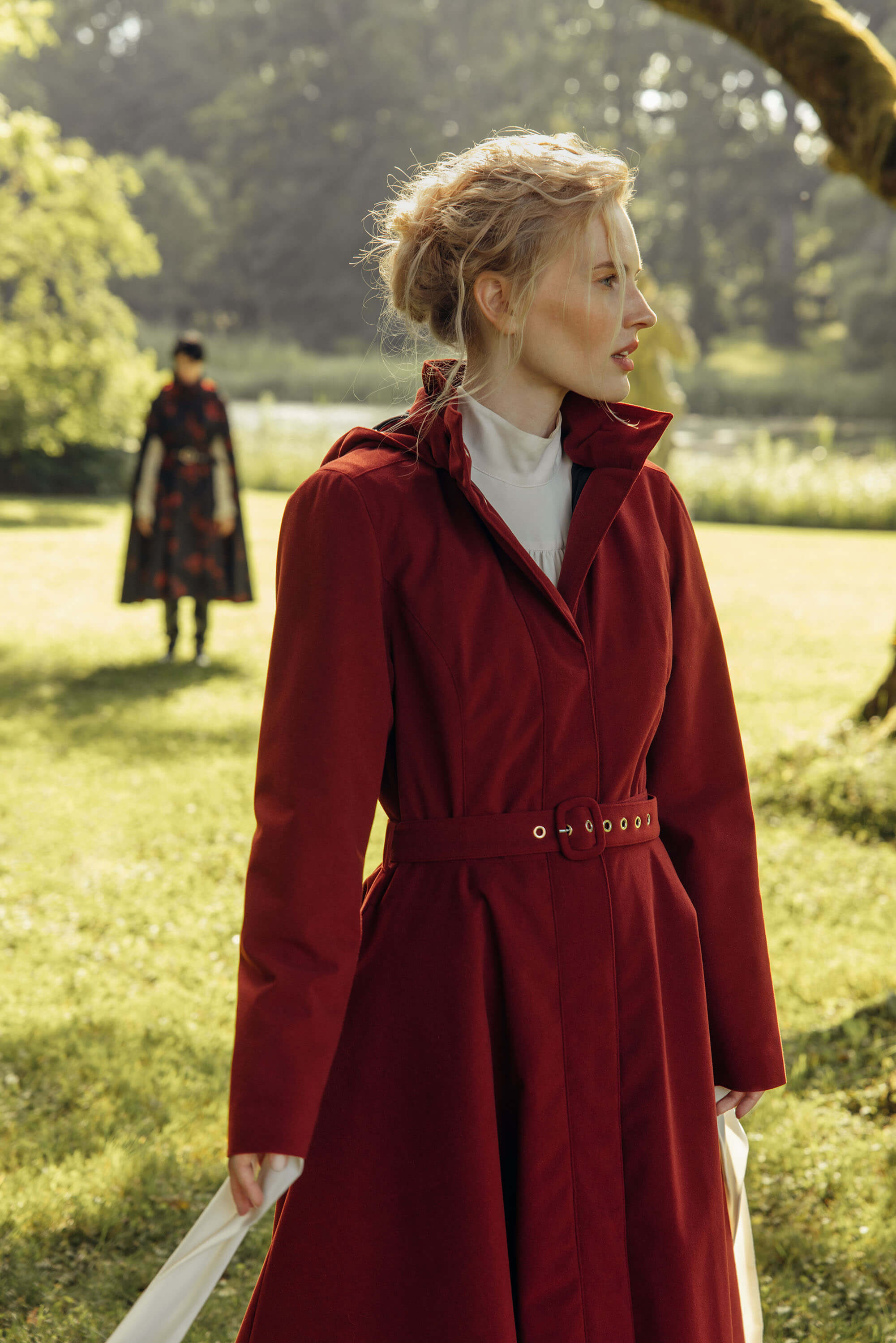 Deep Red Fit and Flare Winter Coat | Maroon in Winter
