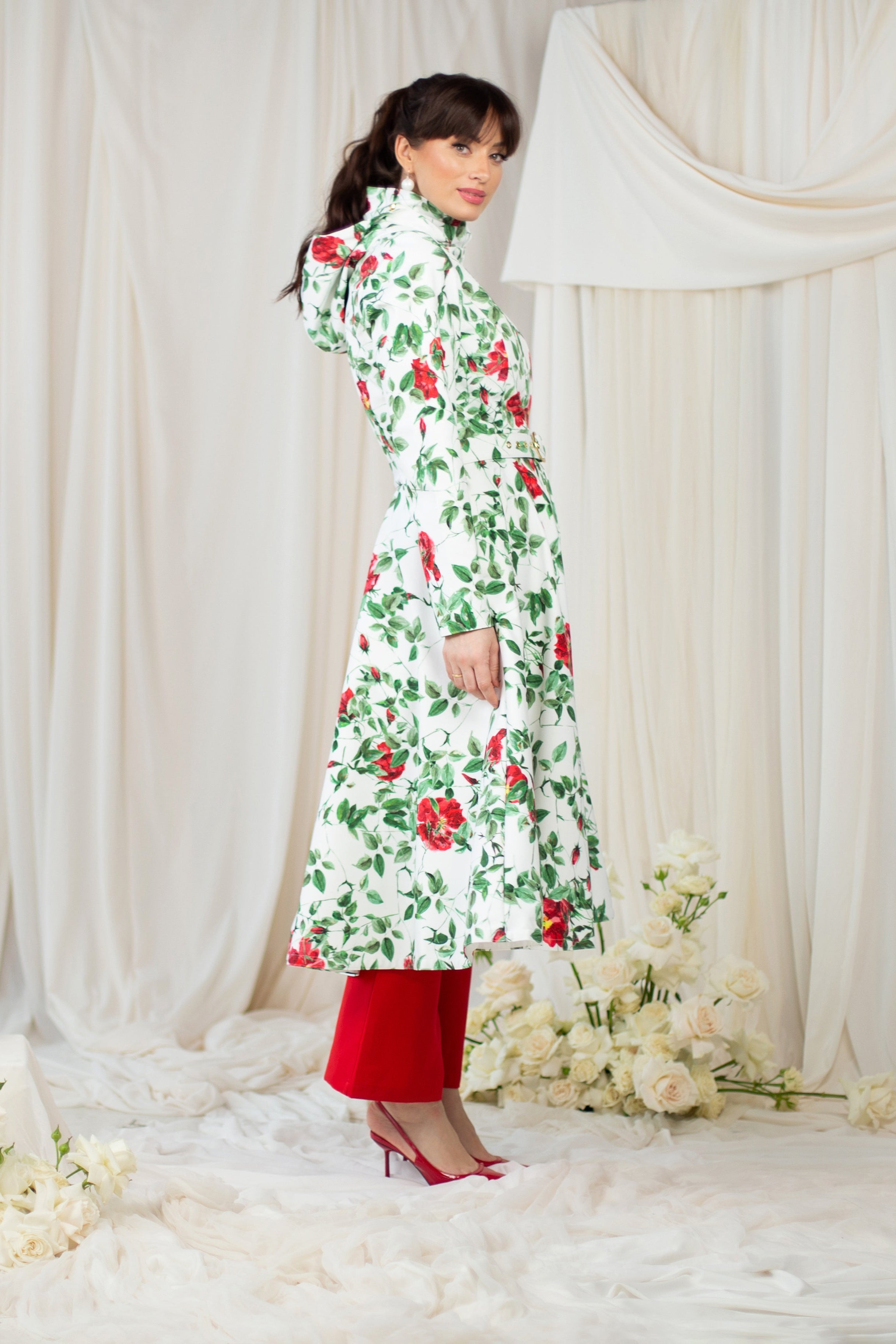 Charming Rose coat from a side view