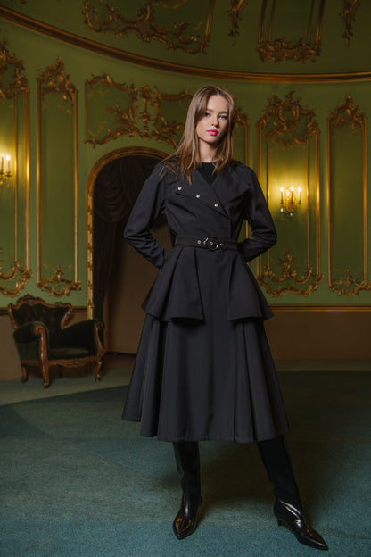 black coat with belt