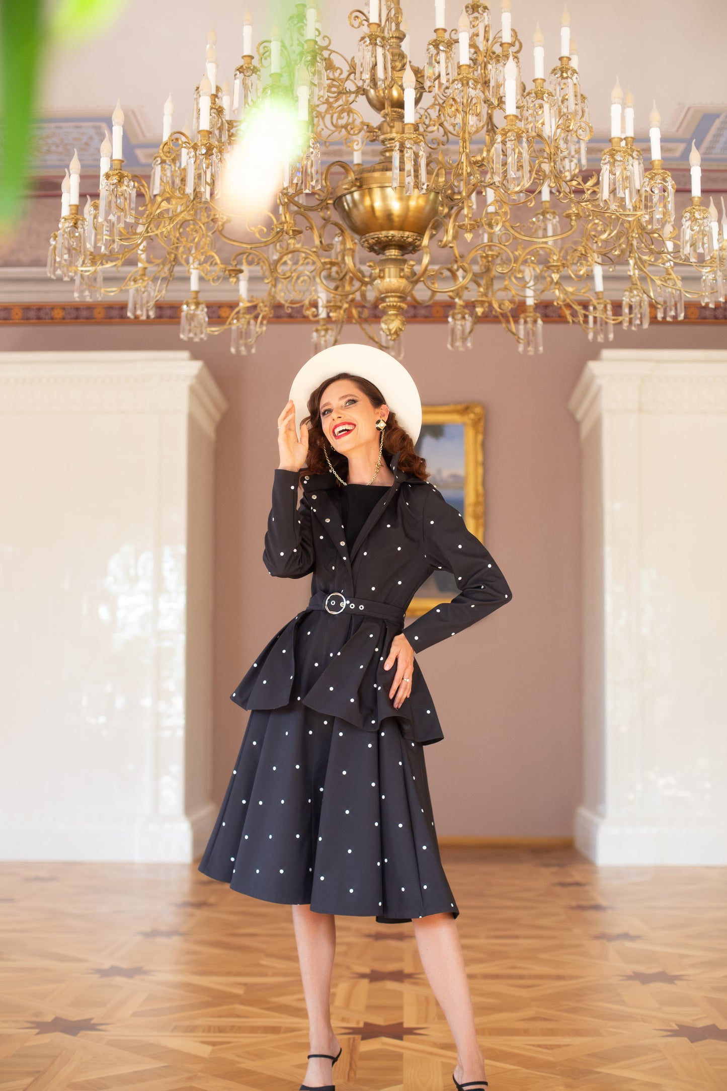 timeless polka dots coat with belt