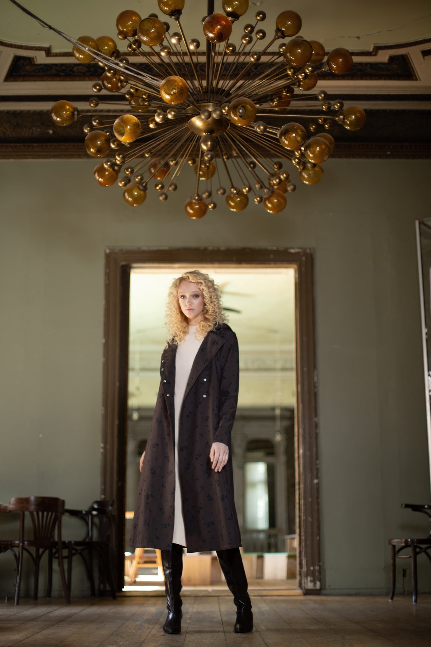 Trapeze cut coat in midi length