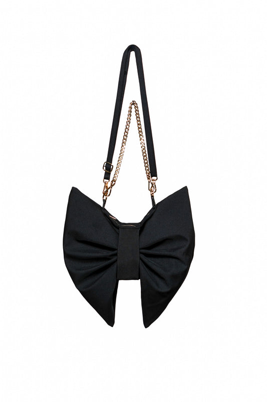 Bow Clutch Purse in Black