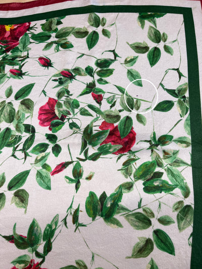 Medium Red Floral Natural Silk Scarf (with imperfection)