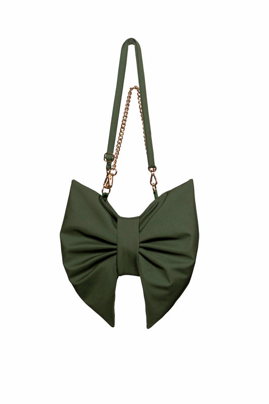 Bow Clutch Purse in Khaki