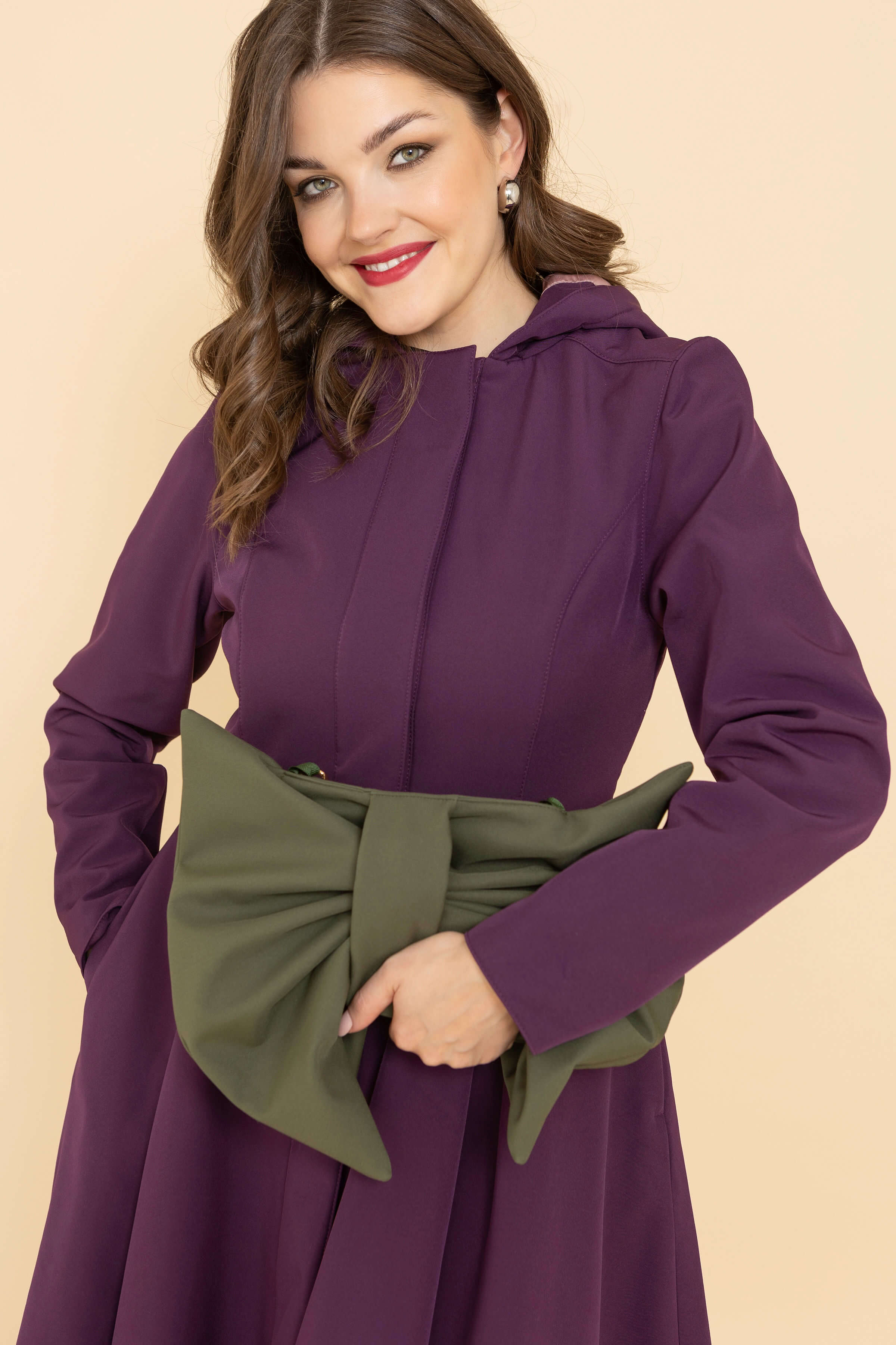 Bow Clutch Purse in Khaki