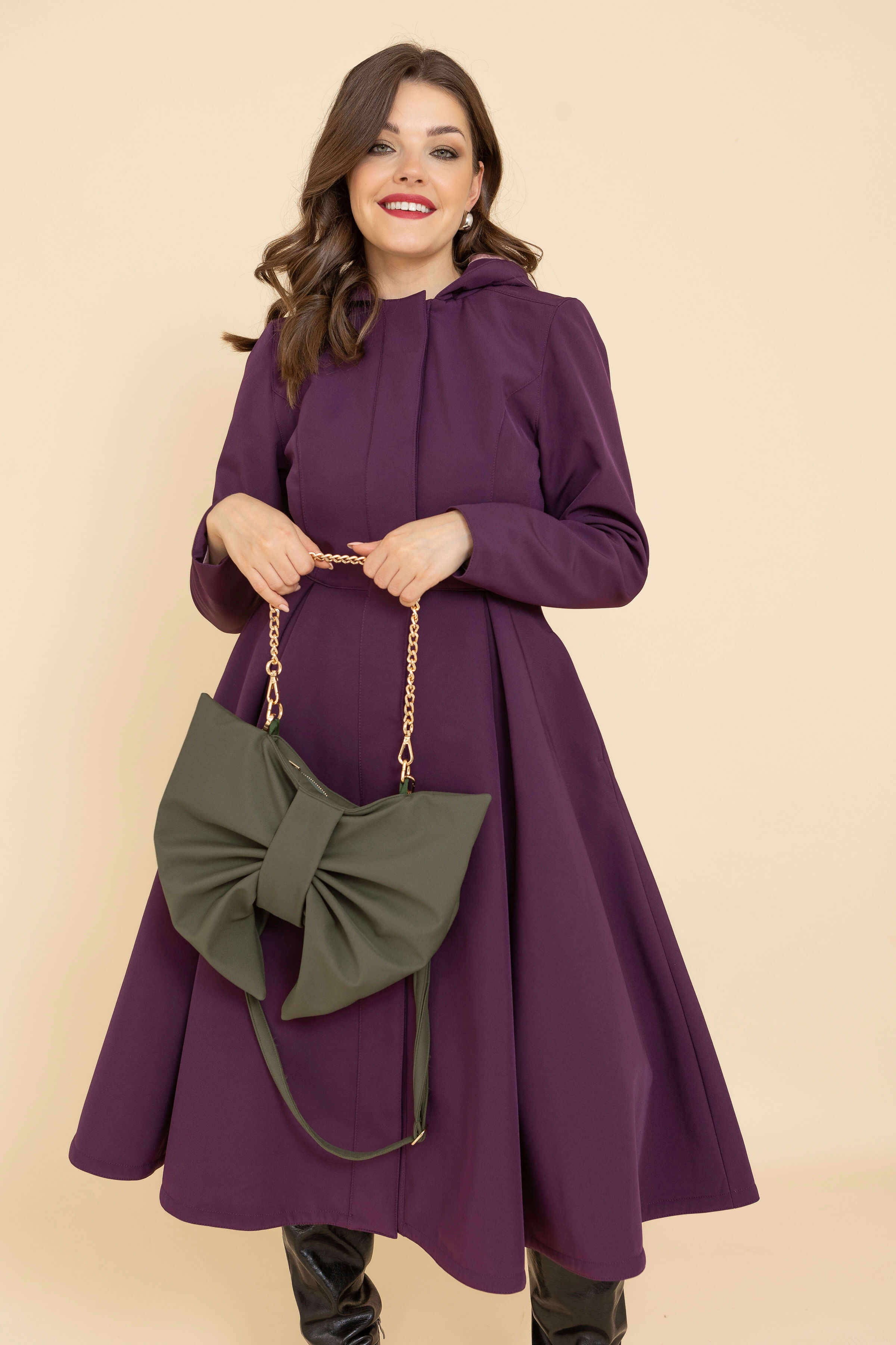 Bow Clutch Purse in Khaki