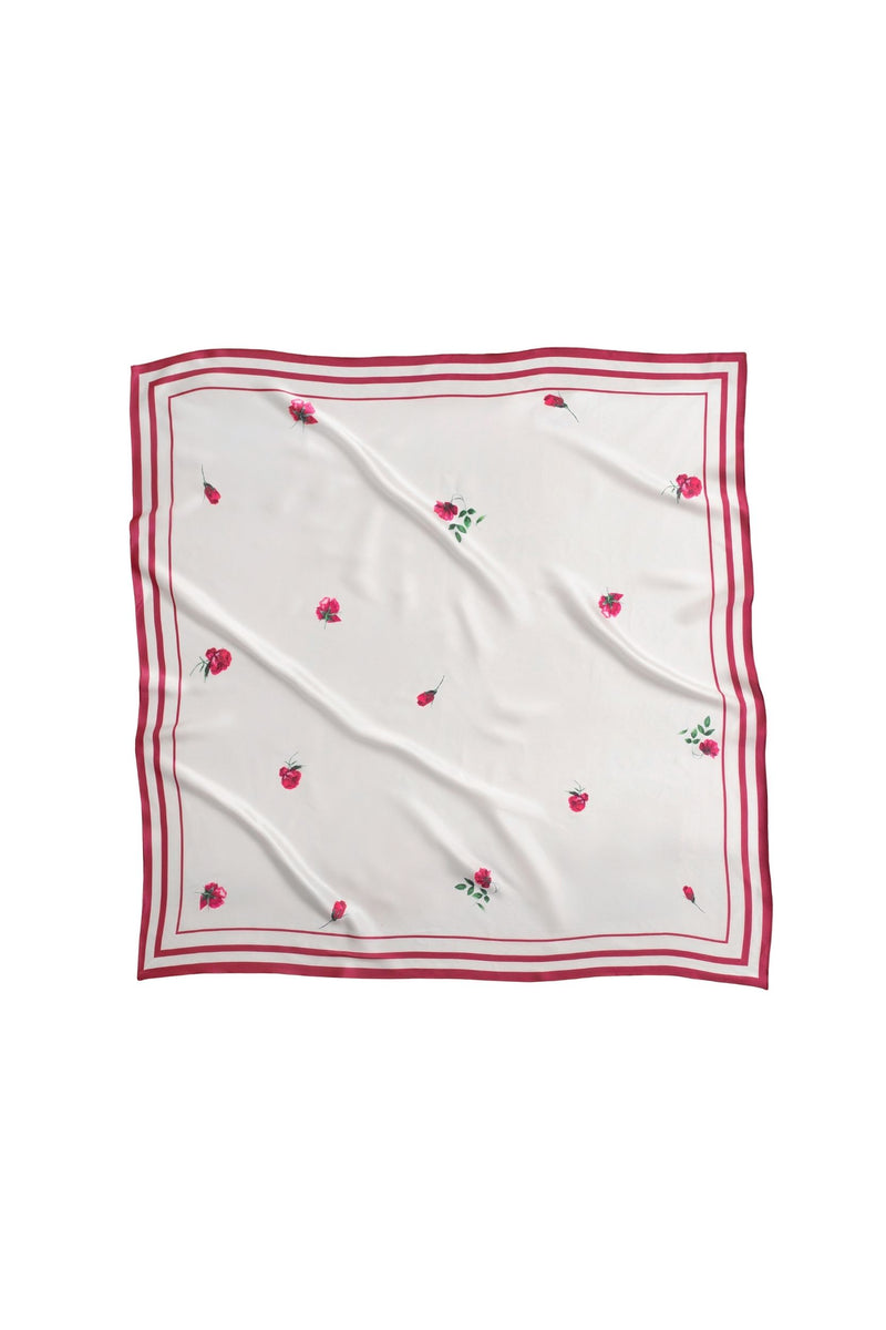Large Floral Silk Scarf, Red Collection