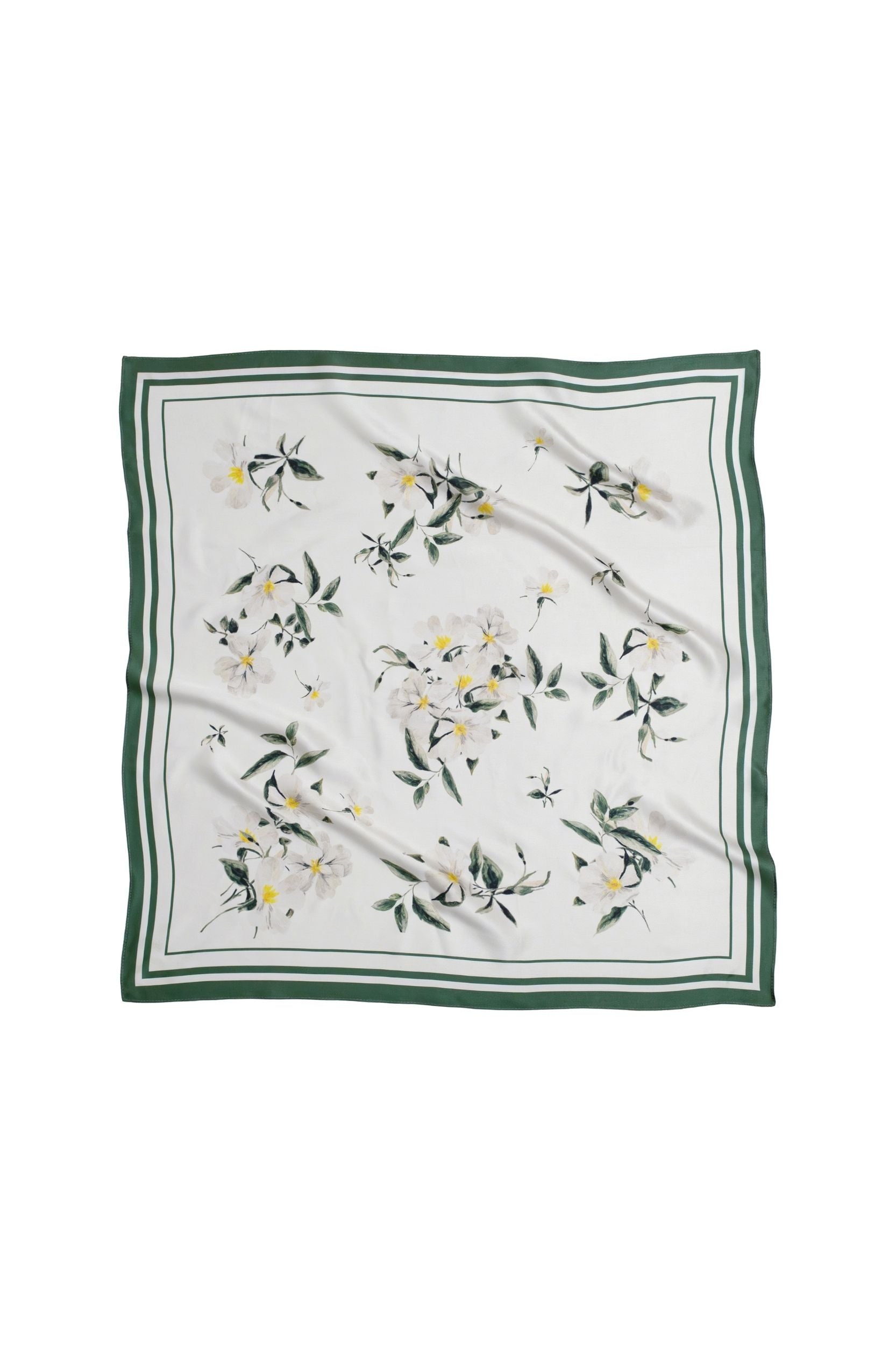 Square scarf with floral pattern on a white background