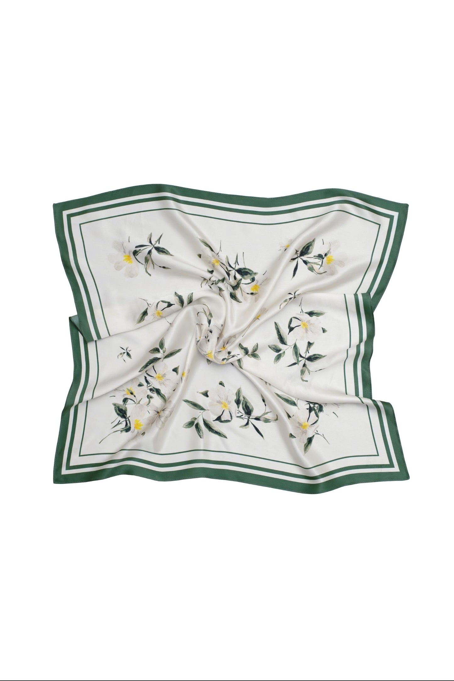 Square scarf with floral pattern on a white background