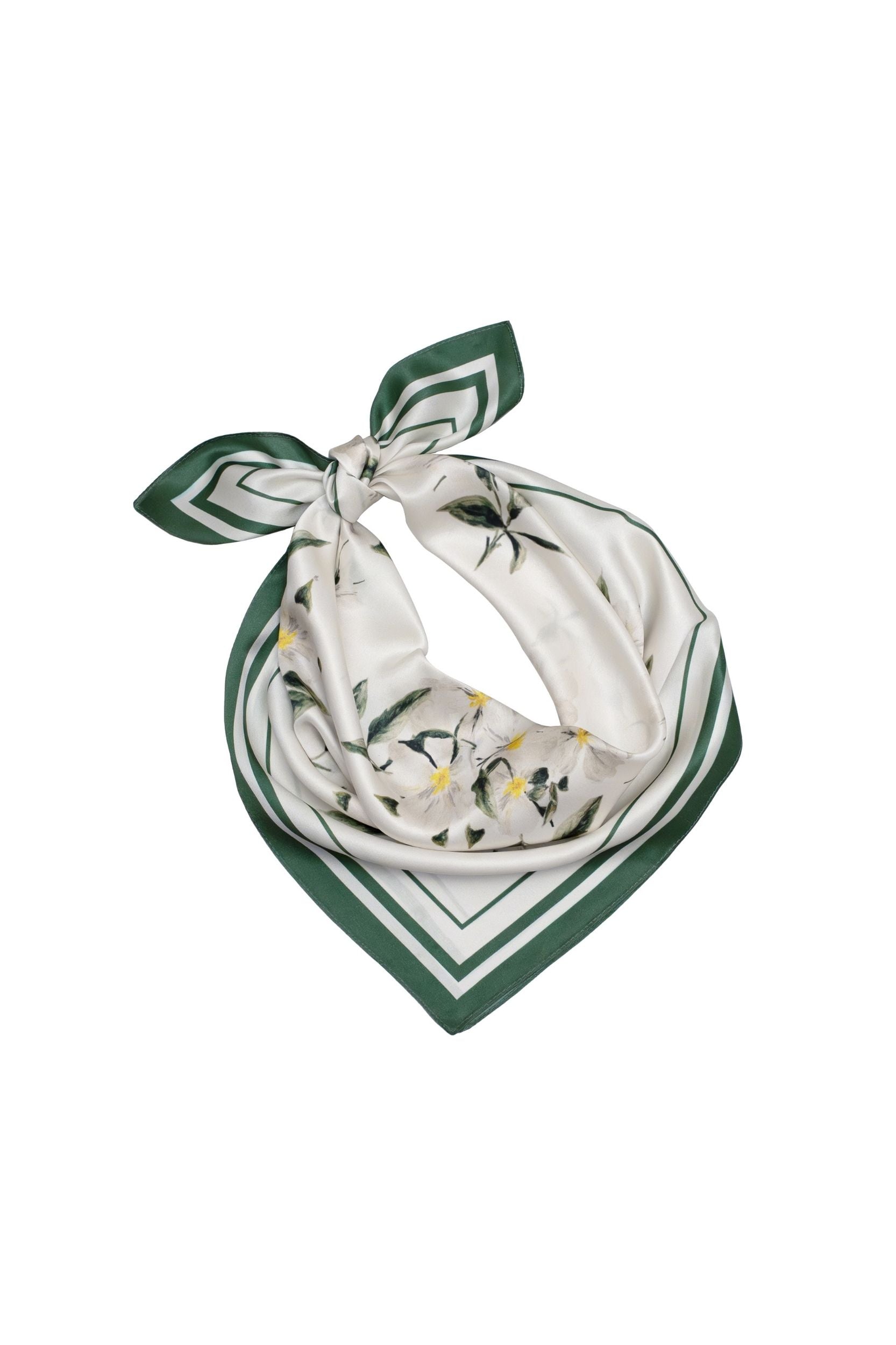Neck Scarf with floral design on a white background