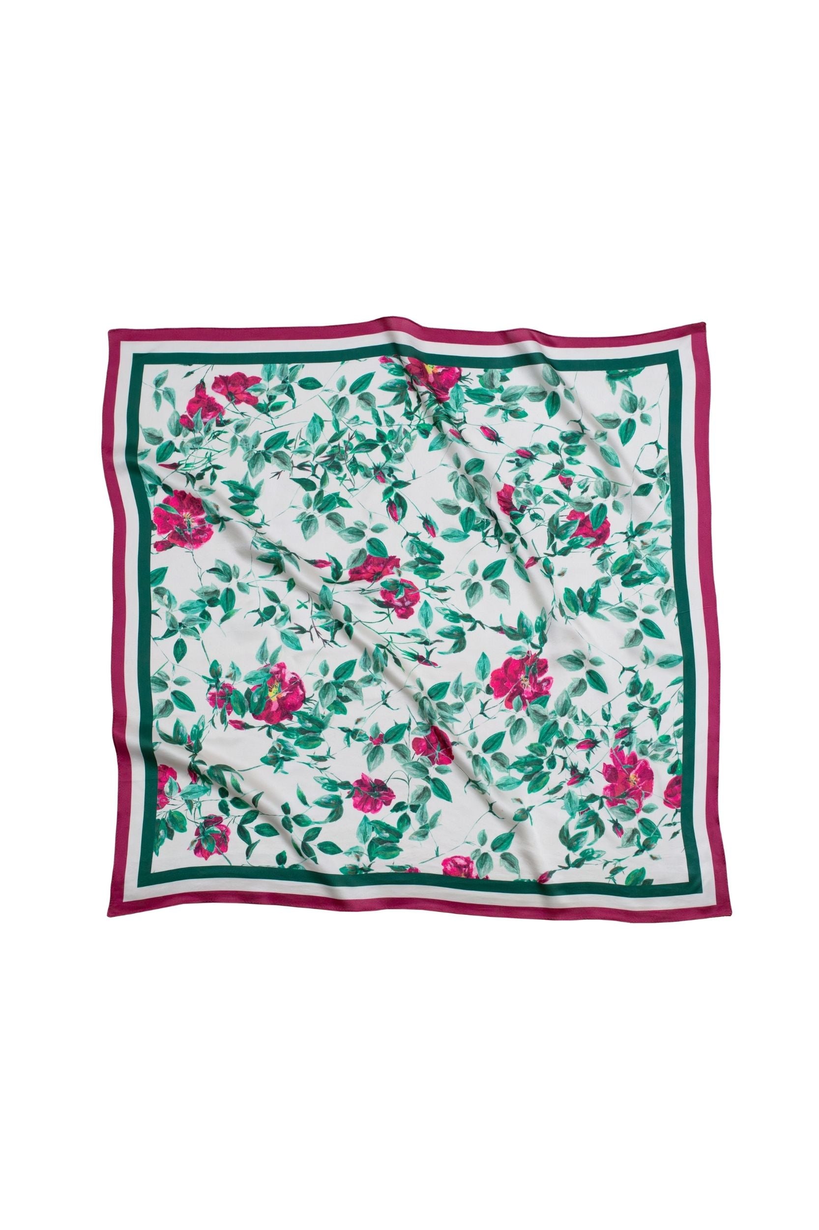 Floral patterned square scarf on a white background