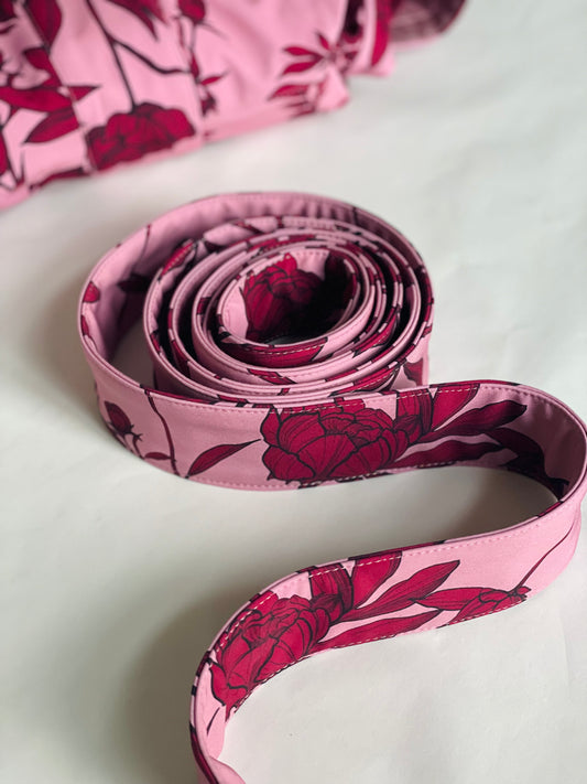 Pink belt with burgundy peonies | Peony Bloom