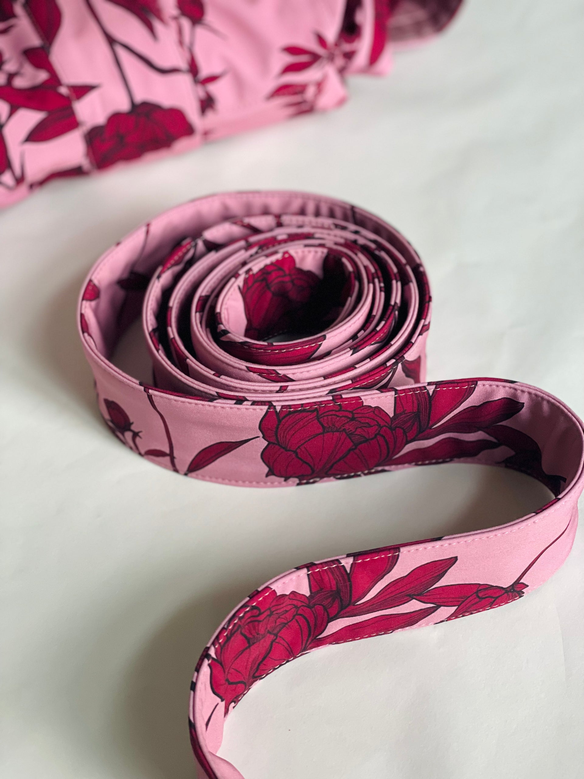 Fuchsia Pink Floral Fabric Belt from Europe NicoBlu® Cosima Sash Belt in Fuchsia Magenta Pink main image 4