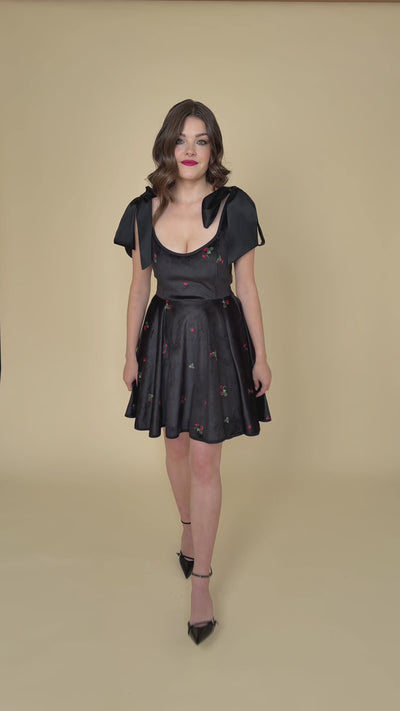 Velvet A-Line Dress with Tie Straps | Berry Swing