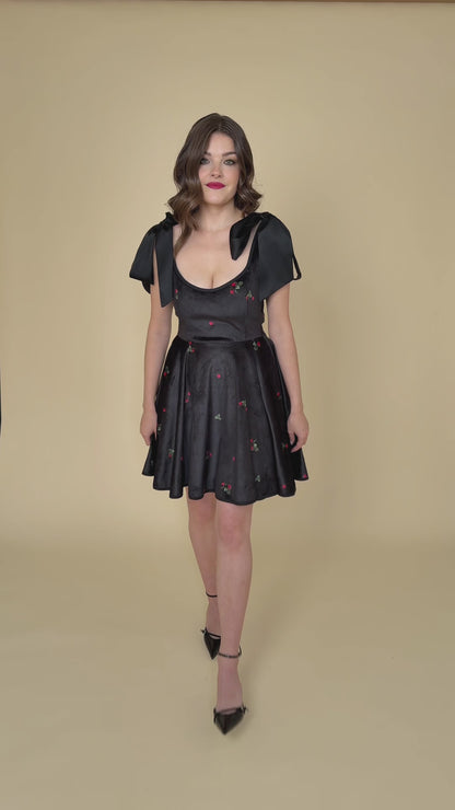 Velvet A-Line Dress with Tie Straps | Berry Swing