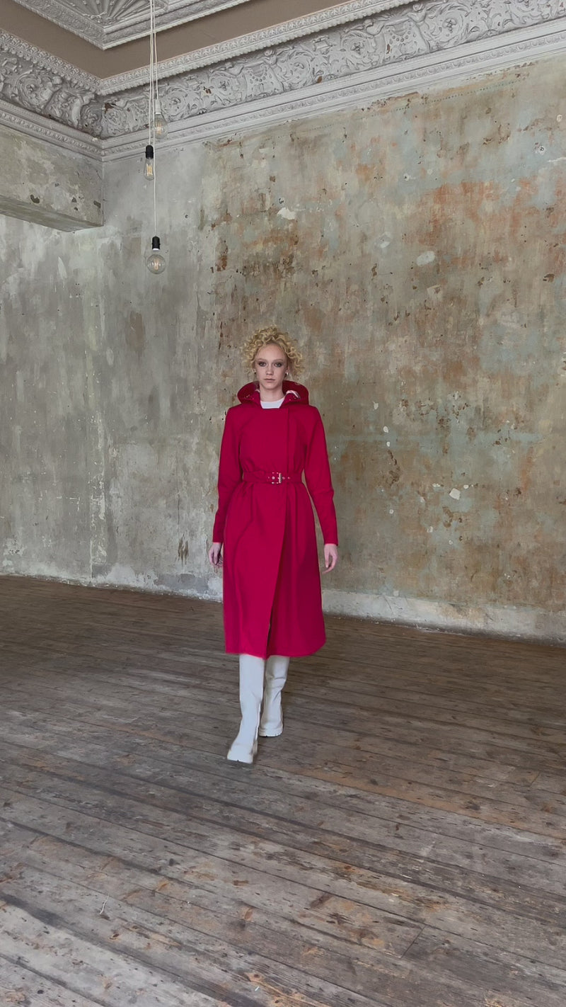 Classic Red coat in midi length