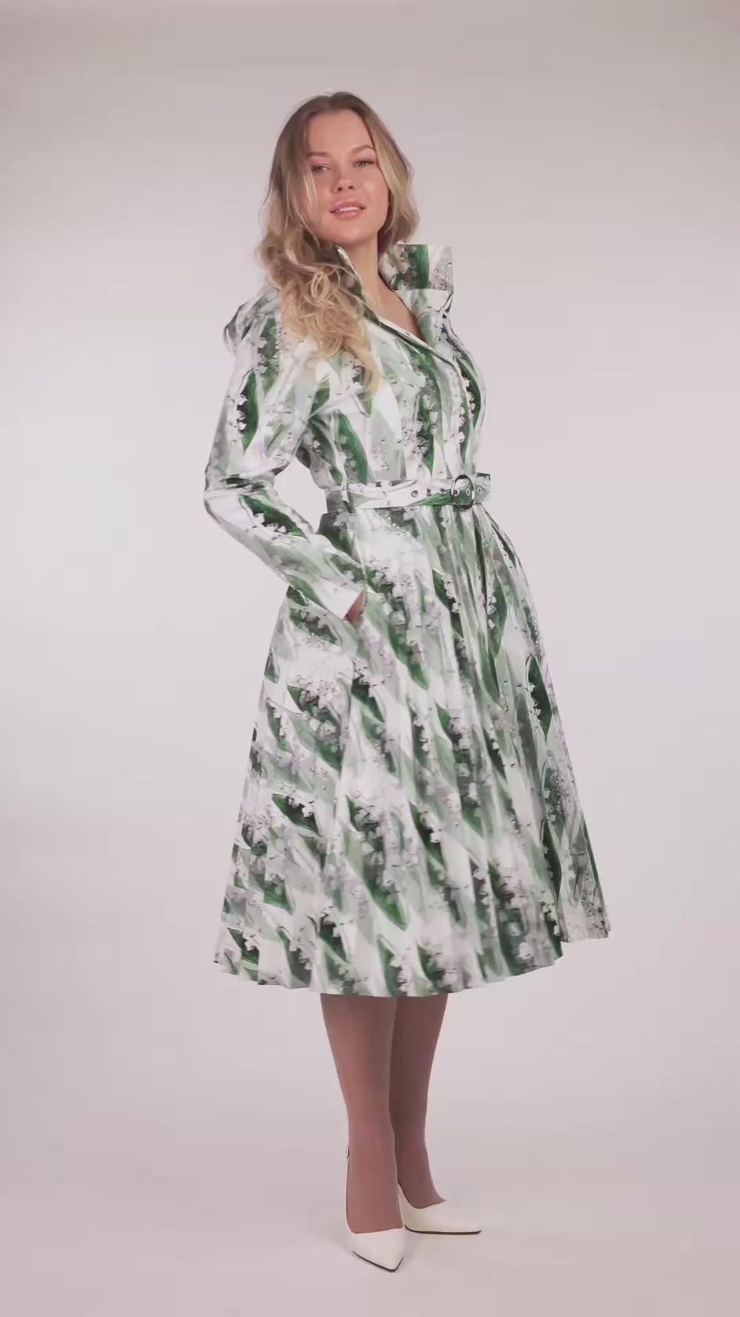 Fit and Flare Coat with A-Line Pleated Skirt for Spring | Whispers of May