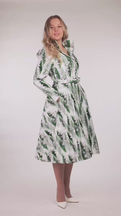 Fit and Flare Coat with A-Line Pleated Skirt for Spring | Whispers of May