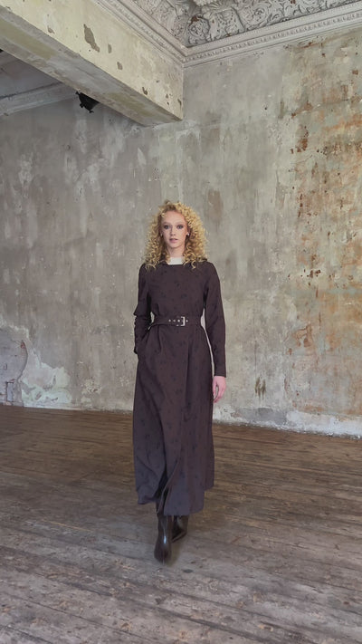 Velvet Leaves coat in maxi length