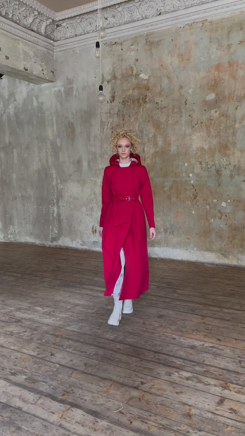 Classic Red coat in maxi length