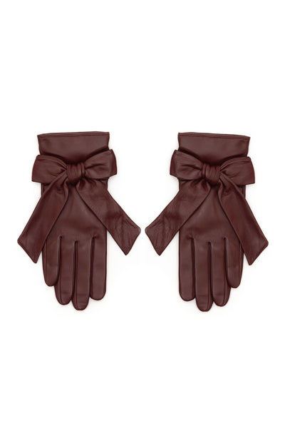 Burgundy Leather Gloves with Cashmere Lining