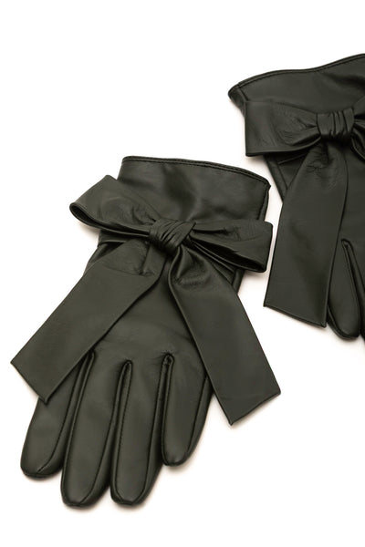 Deep Teal Leather Gloves with Cashmere Lining