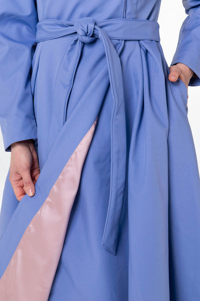 Ashy pink Italian satin lining inside Blue Breeze women's designer coat