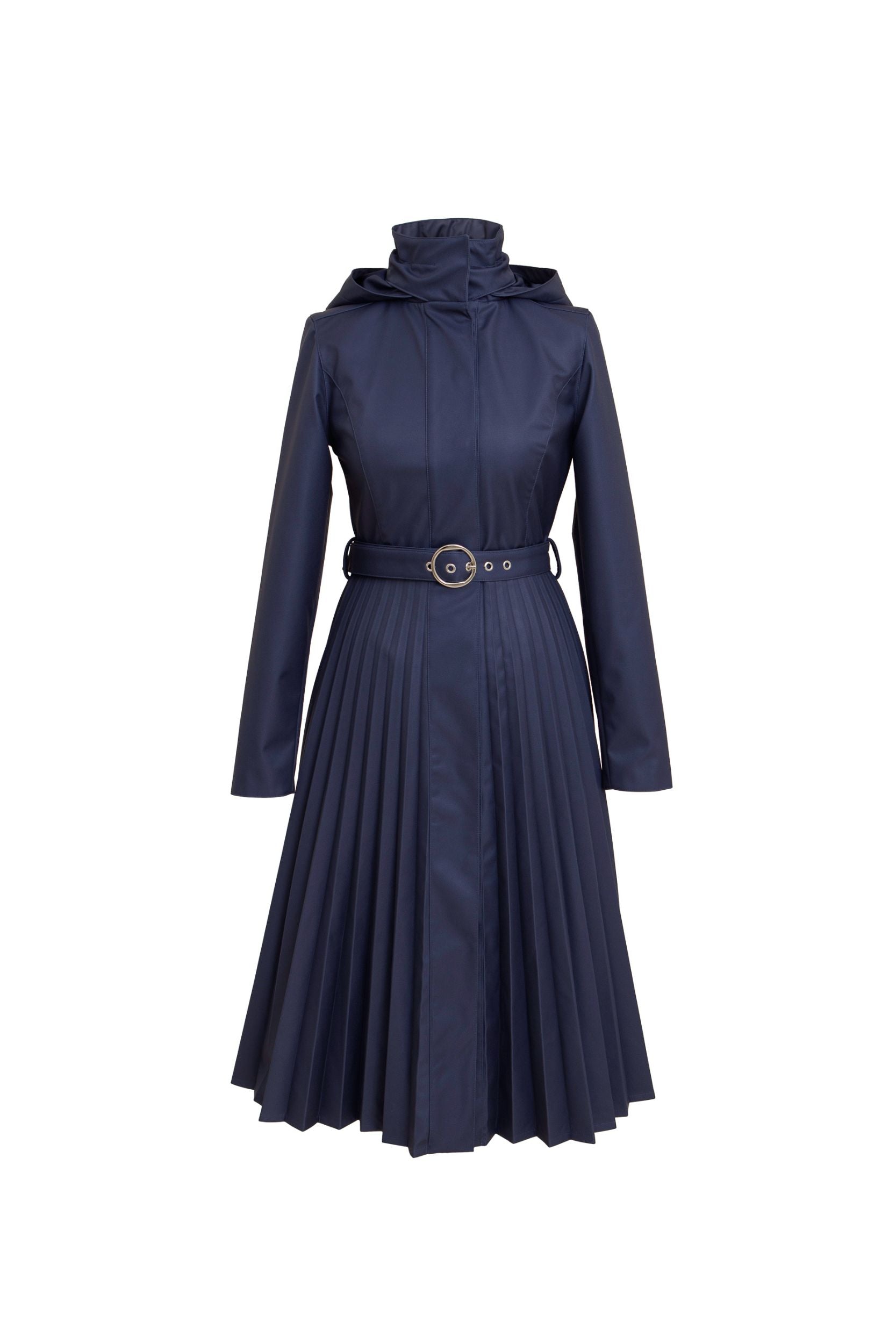 Blue Serenade deep blue women's waterproof coat isolated on light background
