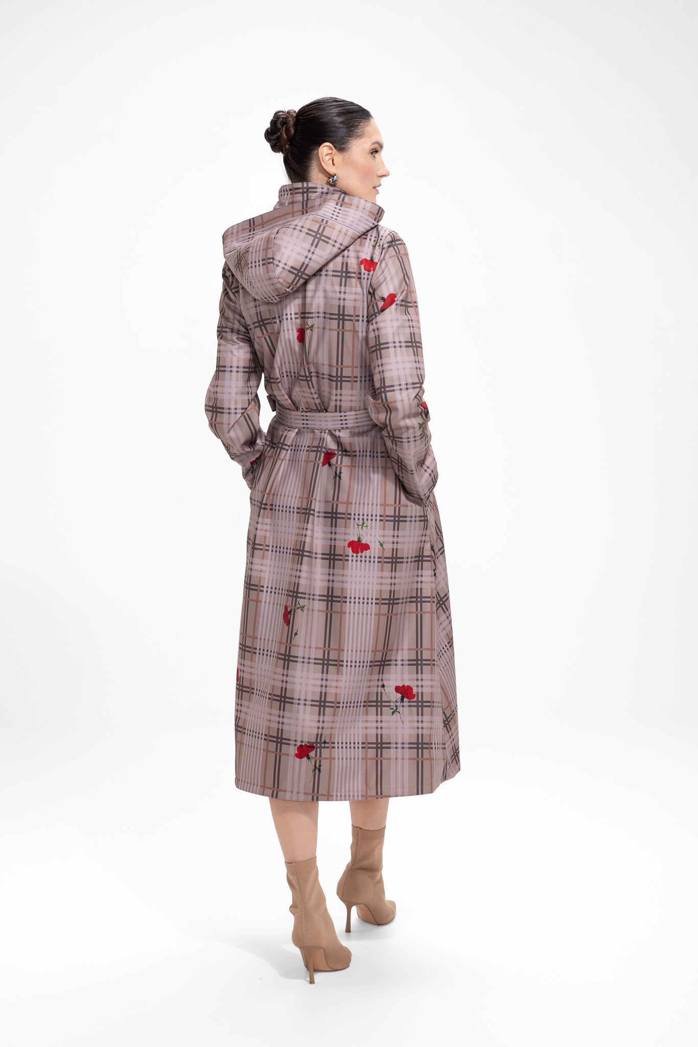 Double Breasted Women's Coat with Front Pleats in Beige | Blush of the Crown
