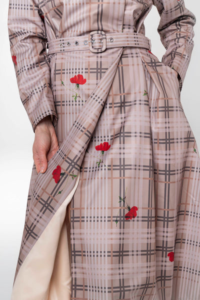 Light creamy Italian satin lining inside Blush of the Crown women's designer coat