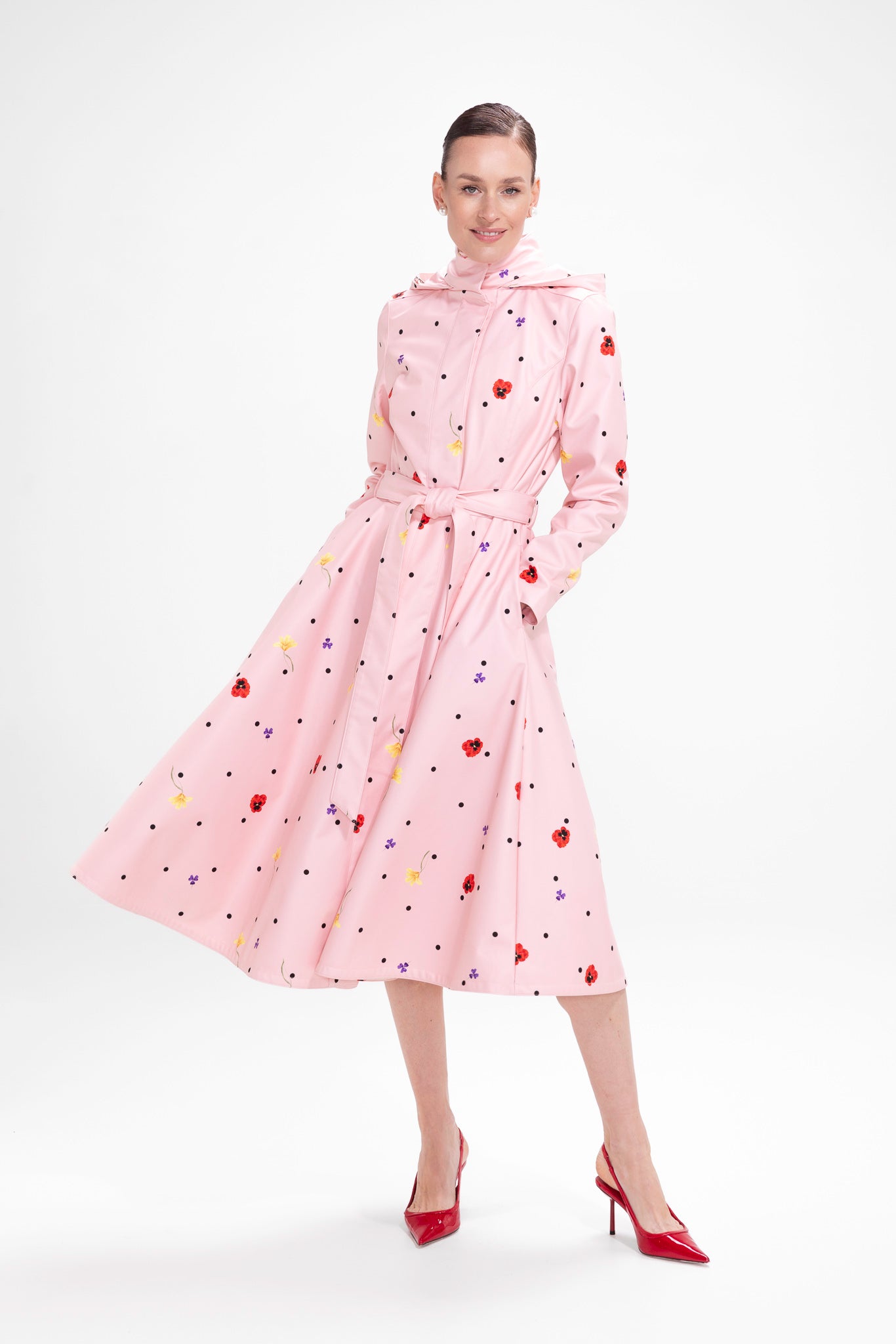 Fit and Flare Coat with A-Line Skirt in Soft Pink | Cotton Candy