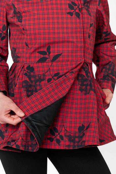 Black Italian satin lining inside Crimson Heart women's waterproof designer jacket