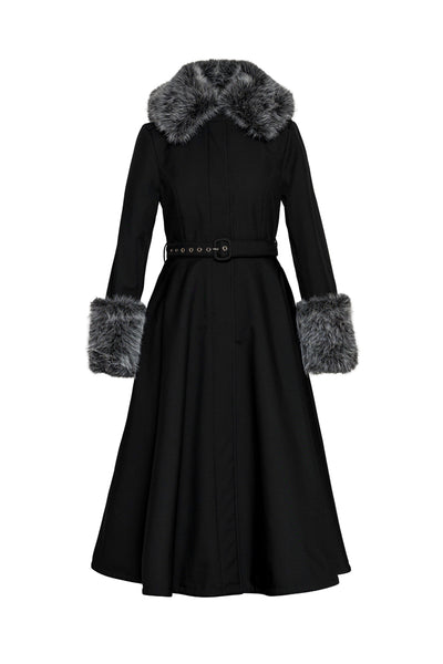 Black Winter Coat with Removable Faux Fur | Frosted Muse