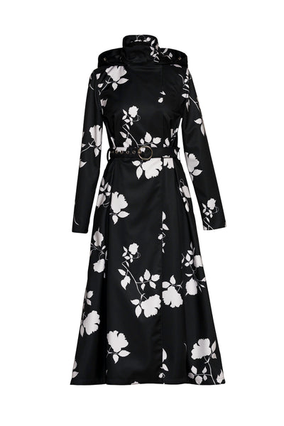 Double Breasted Black Floral Coat | Ivory Shadow