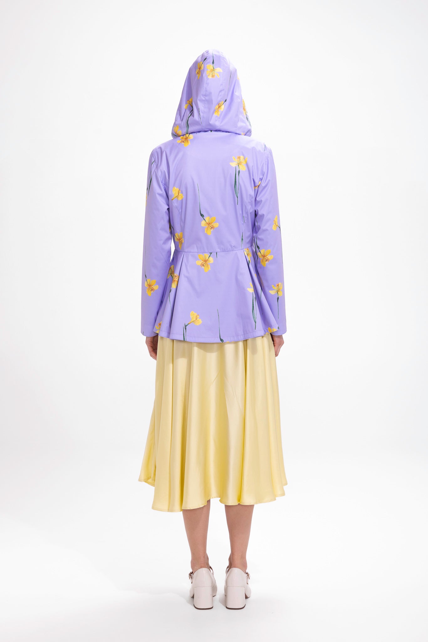 Double Breasted Jacket with Detachable Hood in Light Purple | Lilac Joy