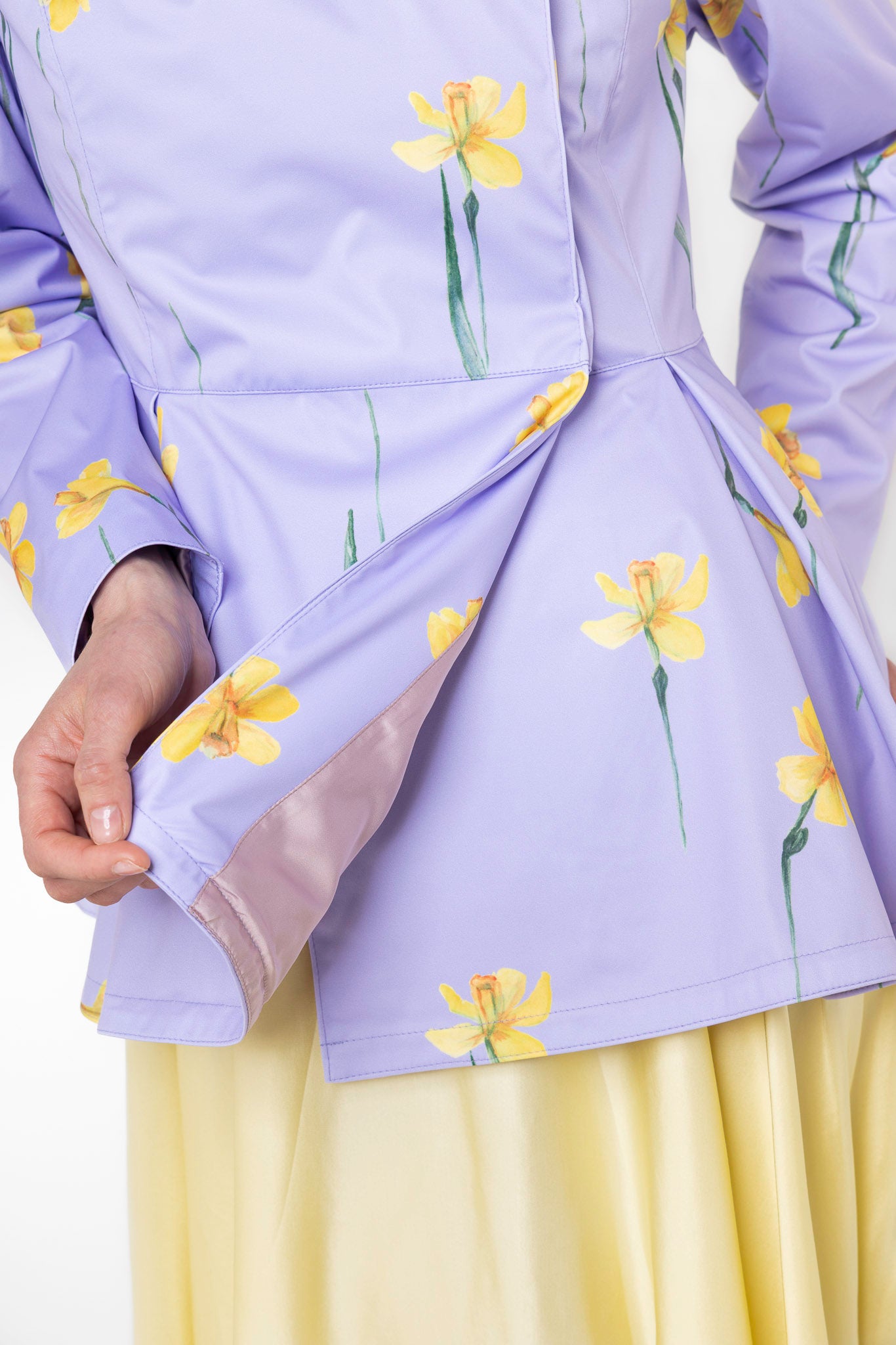Soft pink Italian satin lining inside Lilac Joy women's waterproof jacket