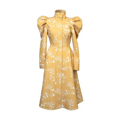 Majestic Yellow yellow floral women's coat on light background