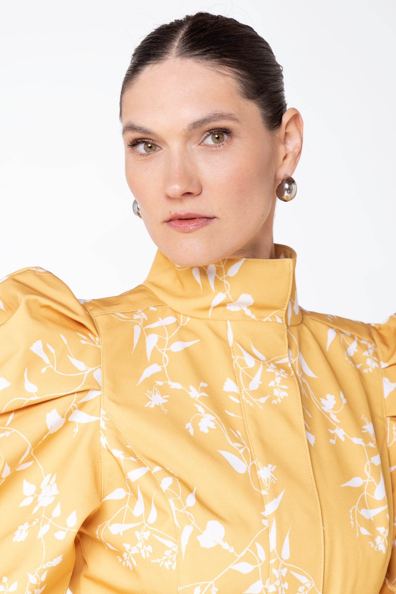 Majestic Yellow floral women's water-resistant coat