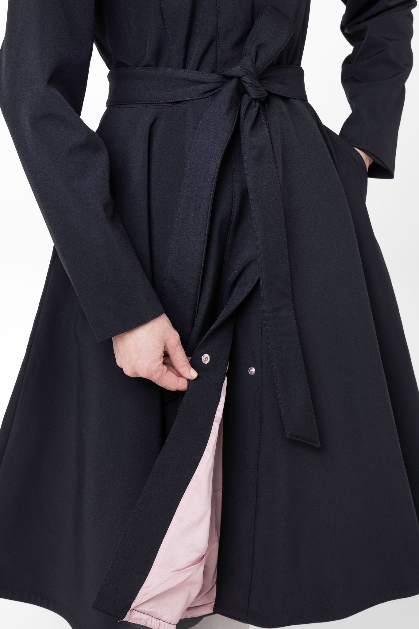 Fit and Flare Coat with Full Circle Skirts in Black and Ash Pink –  RainSisters