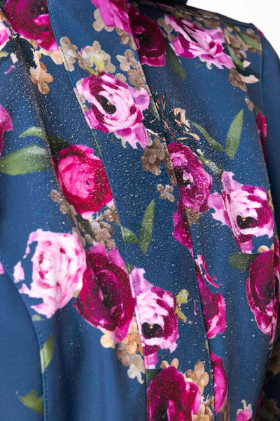 Fit and Flare Coat with Pleated Back in Blue and Pink | Misty Rose