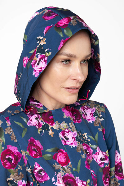 Fit and Flare Coat with Pleated Back in Blue and Pink | Misty Rose